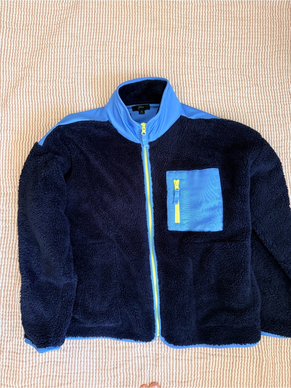 Navy Fleece Zip Jacket with Blue Trim